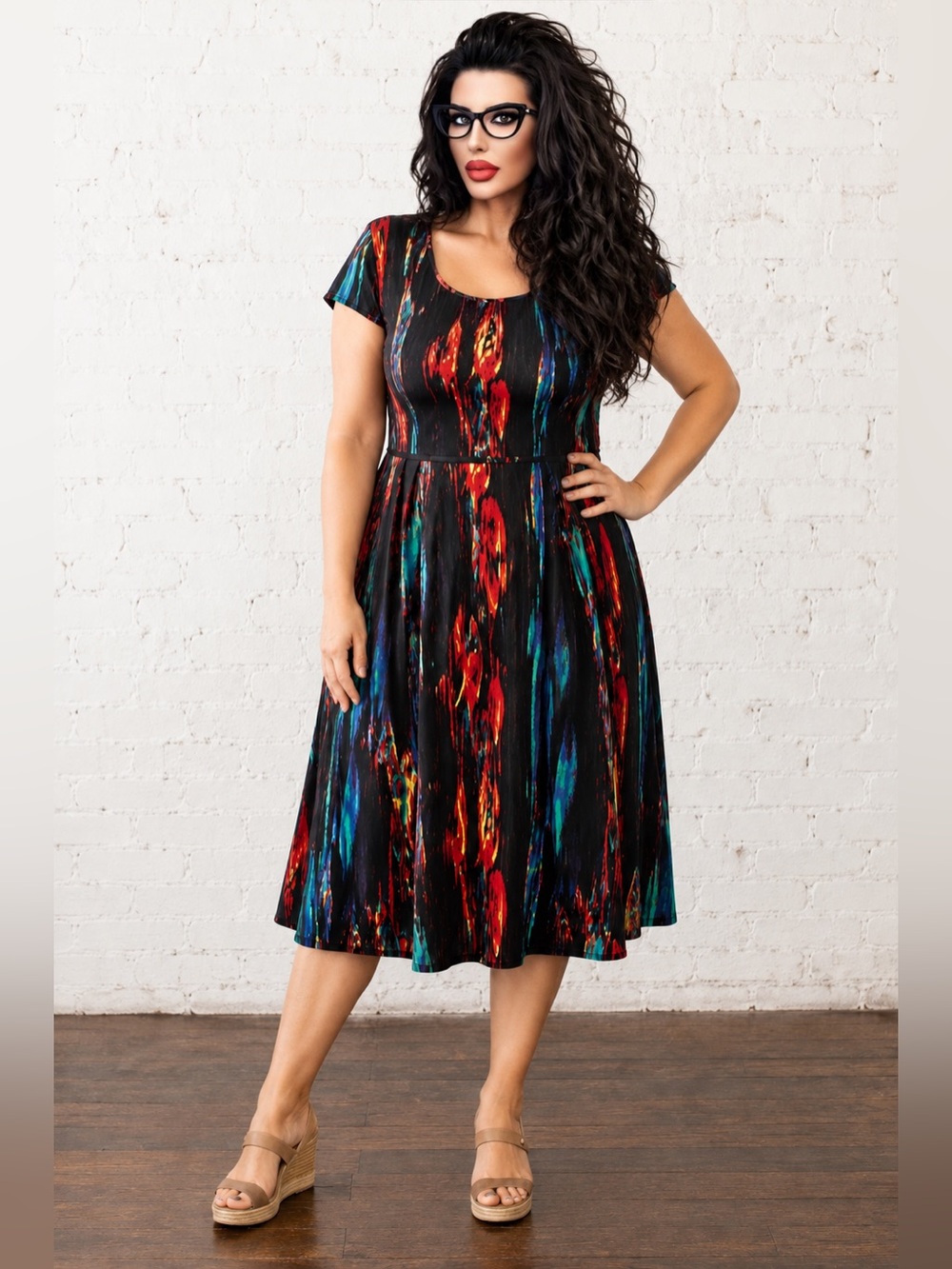 LuLaRoe Nicole Dress Fit & Flare Abstract Paint Splash Midi
Size L